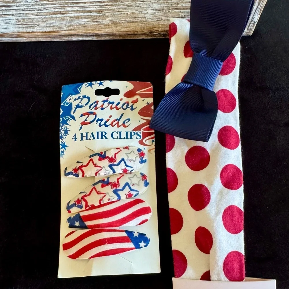 Kids Hair Accessories Set - Blue, Red, White